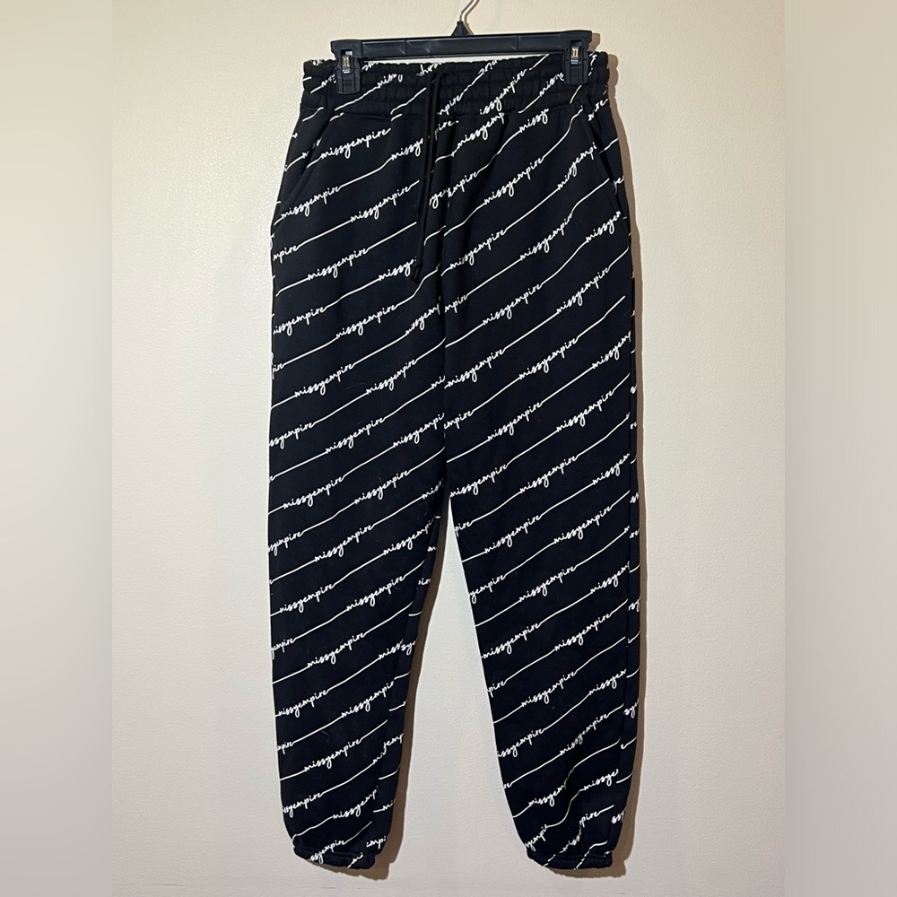 Missy Empire black white graphic sweatpants joggers women’s 0 lined stretch soft - Picture 8 of 14